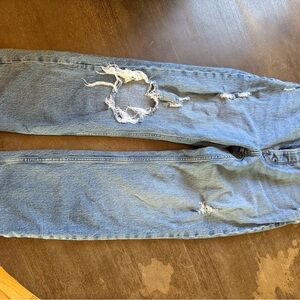 Abercrombie & Fitch Blue Relaxed Jeans with Distressed Knee